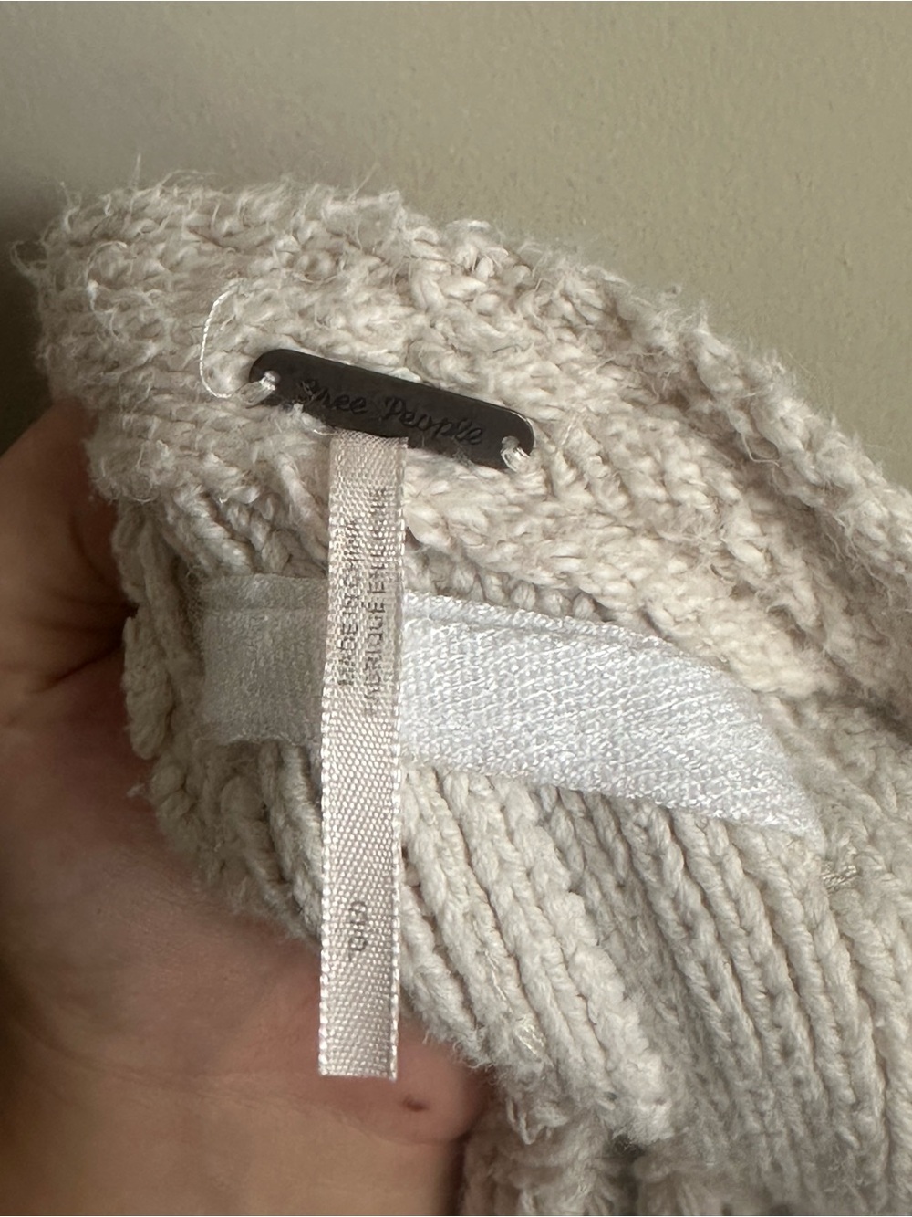 Free People Cream Textured Knit Women's Sweater